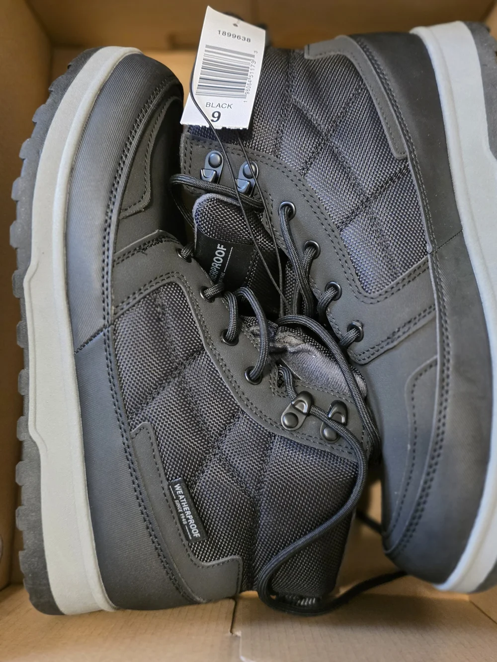 Weatherproof Men's Black and Gray Lace-Up Waterproof Boots